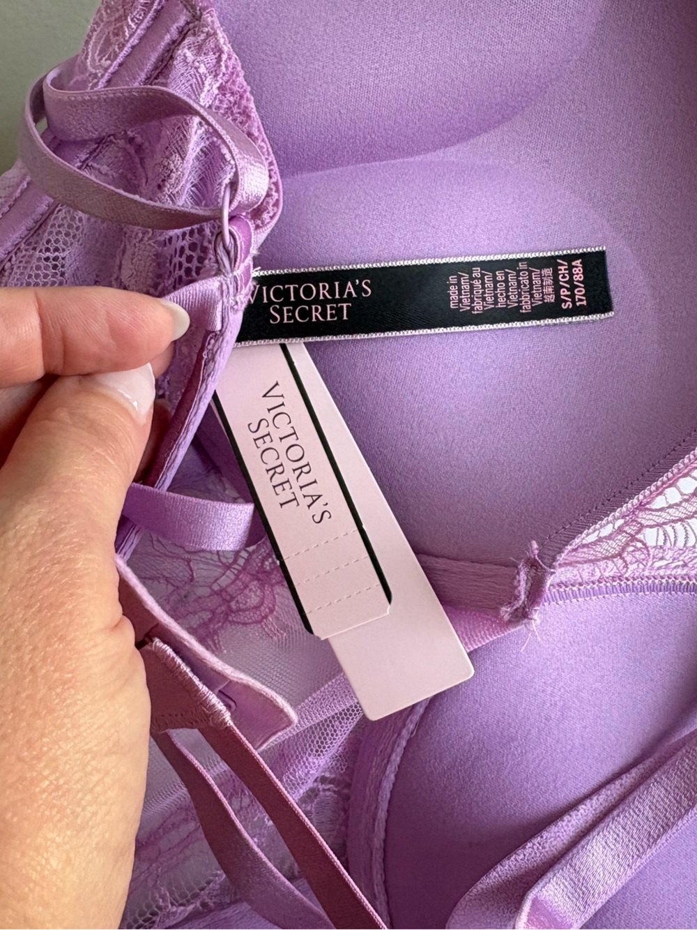 Victoria’s Secret NWT Lilac Lace Corset Bodysuit Teddy Boned Padded S - Picture 9 of 10